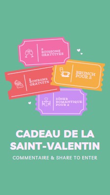 Cadeau de la Saint-Valentin green bright,playful,tickets,retro,shape,overlapping