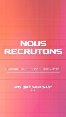 Nous recrutons - rejoignez-nous ! pink simple,bold,gradient,grid,minimal,bright