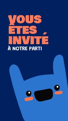 Vous êtes invité à notre fête blue whimsical,bold,monster