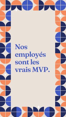 Carte de remerciement des employés blue simple,retro,frame,shapes,fun,geometric