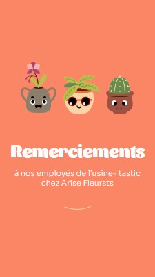 Carte de remerciement pour les employés orange bright,simple,plants,cute,fun,graphic