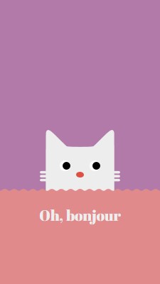Oh, bonjour red cute,simple,cat,neutral,bright,fun