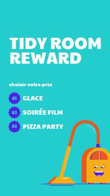 Récompense de chambre rangée blue bold,vibrant,graphics,illustration,playful,bright