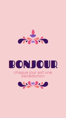 Chaque jour est une bénédiction pink modern,playful,graphics,bright,typographic,art-nouveau