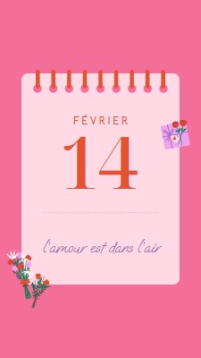 L’amour est dans l’air pink delicate,romantic,calendar,simple,frame,floral