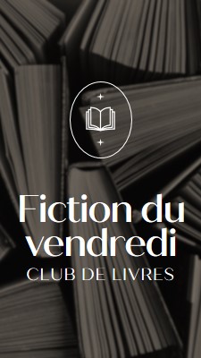 Club de livres de fiction du vendredi black elegant,monochromatic,photo,simple,typographic,symmetrical