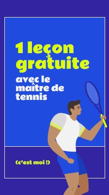 Leçon gratuite avec le maître de tennis blue vibrant,bold,block,frame,graphic,bright