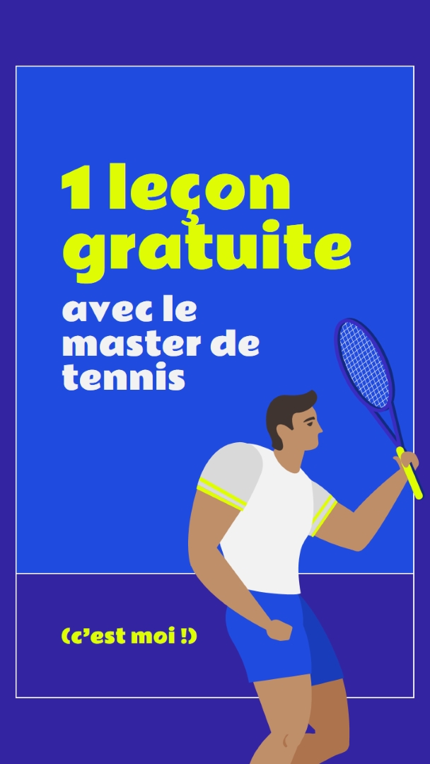 Leçon gratuite avec master de tennis blue vibrant,bold,block,frame,graphic,bright