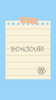 Note bonjour blue vibrant,simple,note,minimal,scrapbook,note[pad