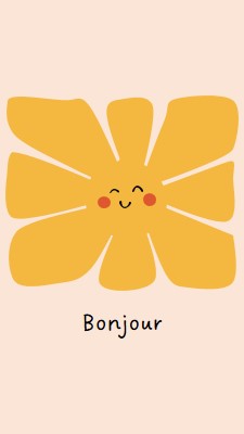 Bonjour à vous yellow cute,organic,sun,bright,minimal,handwriting