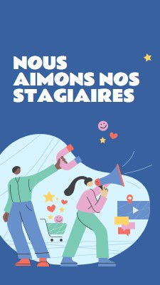 Carte de remerciement pour les stagiaires blue bold,whimsical,illustration,shape,fun,graphic