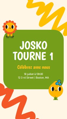 Invitation de premier anniversaire green whimsical,bold,graphic,bright,emoji,motif,