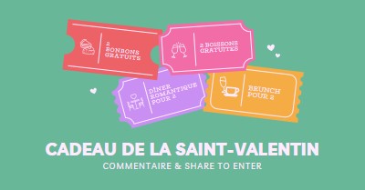 Cadeau de la Saint-Valentin green bright,playful,tickets,retro,shape,overlapping