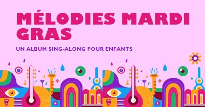 Mélodies mardi gras pour les enfants pink whimsical,fun,illustration,geometric,graphic,bright