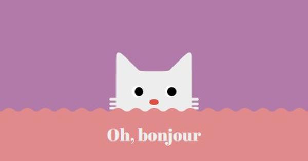 Oh, bonjour red cute,simple,cat,neutral,bright,fun