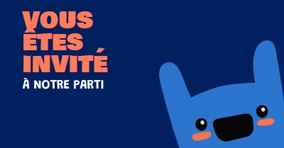 Vous êtes invité à notre fête blue whimsical,bold,monster