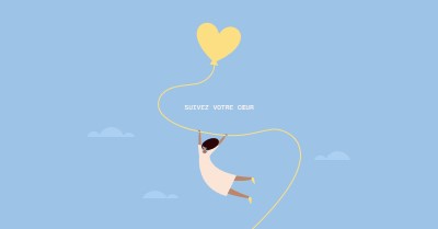 Suivez votre cœur blue cute,whimsical,balloon,rustic,playful,simple