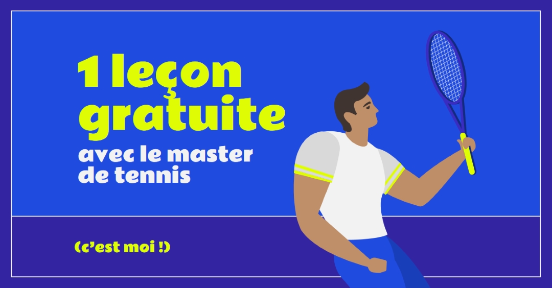 Leçon gratuite avec master de tennis blue vibrant,bold,block,frame,graphic,bright