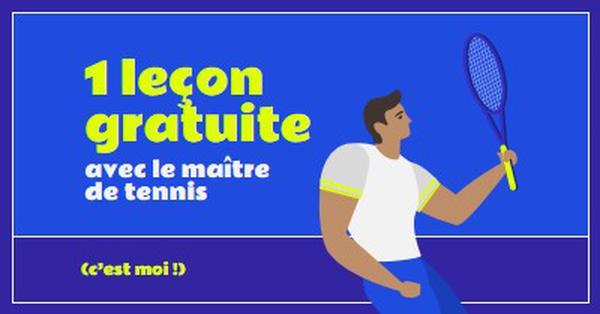 Leçon gratuite avec le maître de tennis blue vibrant,bold,block,frame,graphic,bright