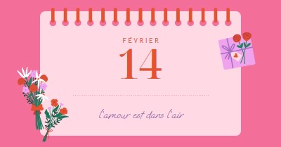 L’amour est dans l’air pink delicate,romantic,calendar,simple,frame,floral