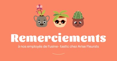 Carte de remerciement pour les employés orange bright,simple,plants,cute,fun,graphic