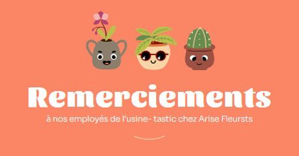 Carte de remerciement pour les employés orange bright,simple,plants,cute,fun,graphic