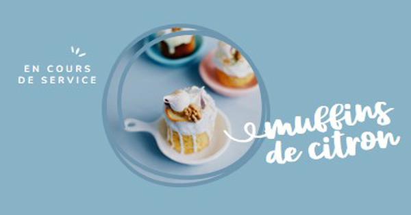 Maintenant servir des muffins de citron blue modern,playful,whimsical