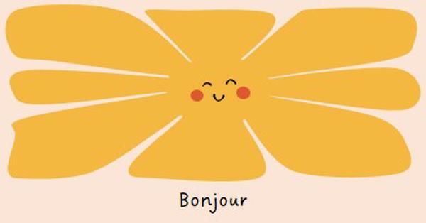 Bonjour à vous yellow cute,organic,sun,bright,minimal,handwriting