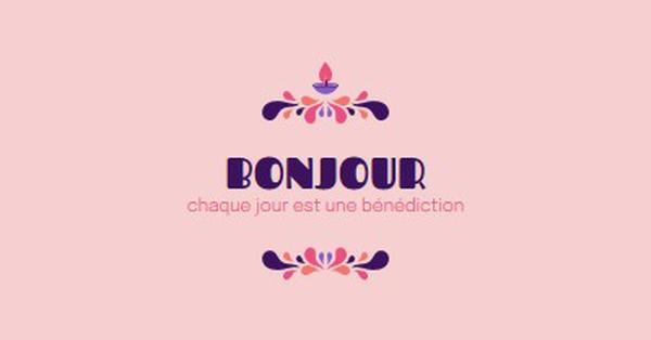 Chaque jour est une bénédiction pink modern,playful,graphics,bright,typographic,art-nouveau