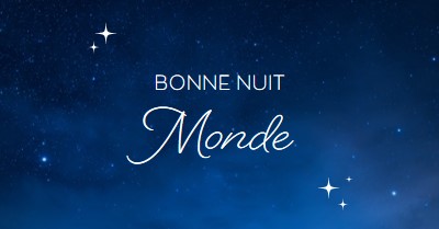 Bonne nuit monde blue modern,simple,typographic,whimsical,motif,