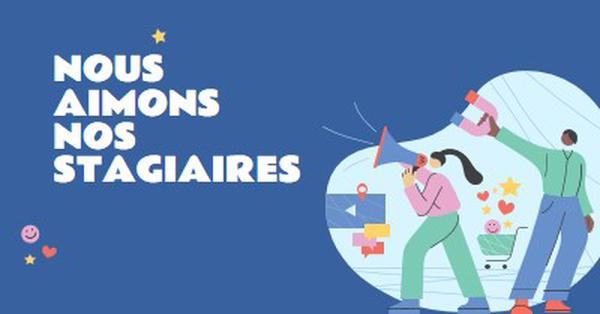 Carte de remerciement pour les stagiaires blue bold,whimsical,illustration,shape,fun,graphic