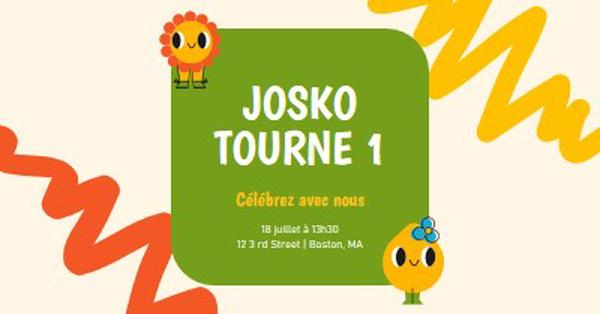 Invitation de premier anniversaire green whimsical,bold,graphic,bright,emoji,motif,