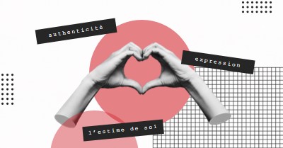 Authenticité, expression, estime de soi pink cutout,sophisticated,collage,bold,80s,graphic