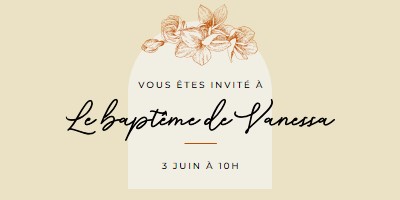 Invitation au baptême yellow vintage-botanical