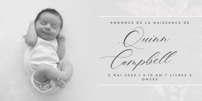 Annonce de la naissance de gray modern-simple