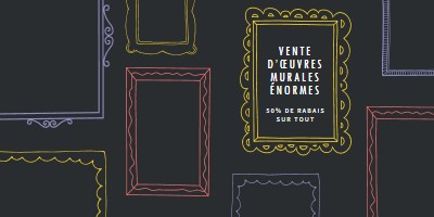 Vente d’œuvres murales énormes black whimsical-line