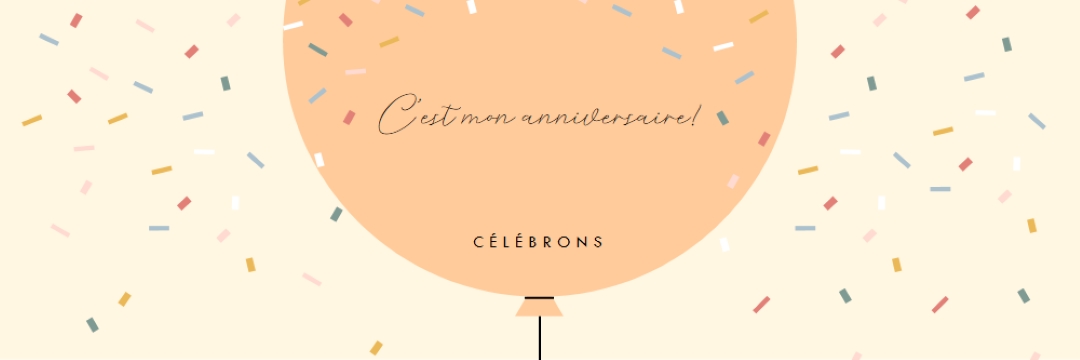 Célébrons mon anniversaire yellow whimsical-line