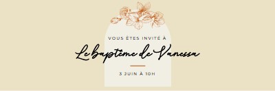 Invitation au baptême yellow vintage-botanical