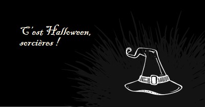 C’est Halloween black whimsical-line