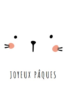 Joyeux Pâques, lapin white whimsical-line