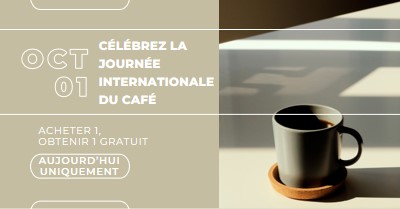 Célébrez la journée internationale du café brown modern-geometric-&-linear