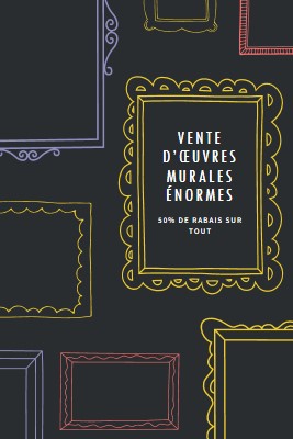 Vente d’œuvres murales énormes black whimsical-line