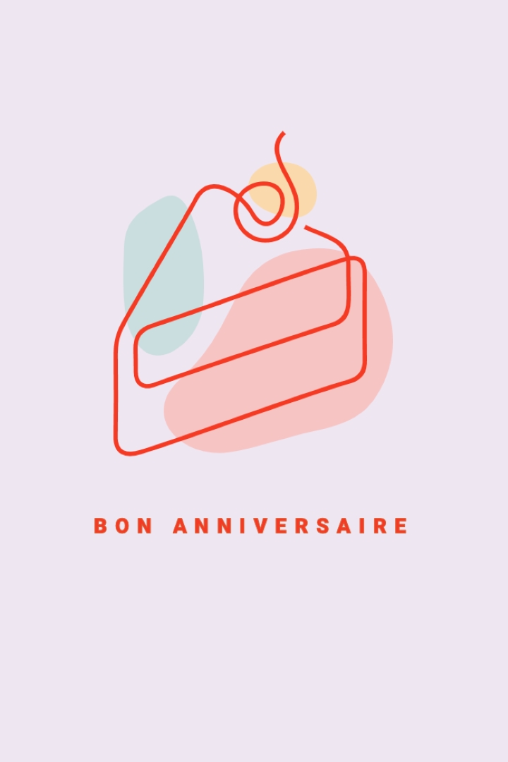 Une tranche de joyeux anniversaire purple whimsical-line