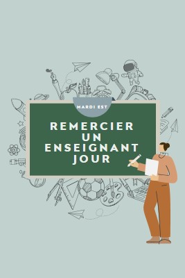 Merci pour les enseignants green modern-color-block