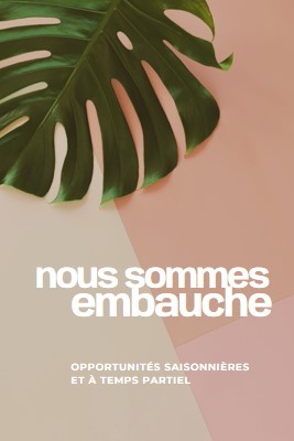 Nous recrutons des travailleurs saisonniers pink modern-simple