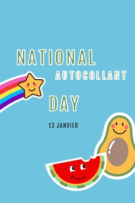 Bonne journée nationale des autocollants blue whimsical-color-block