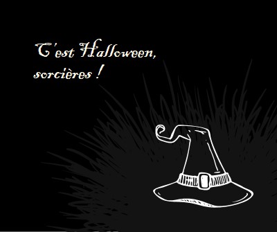 C’est Halloween black whimsical-line