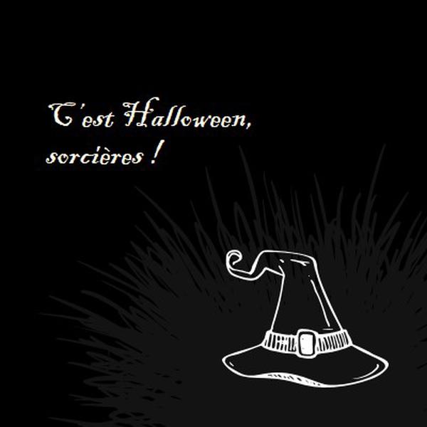 C’est Halloween black whimsical-line