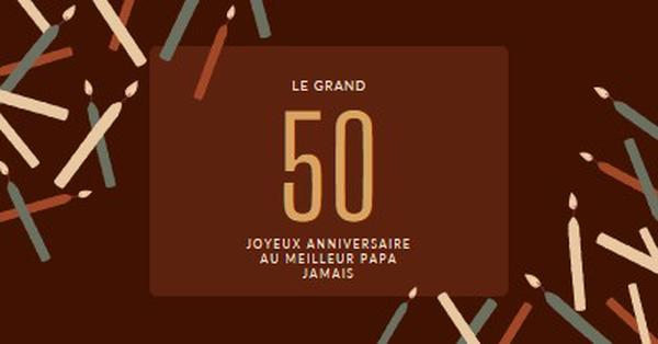 Joyeux cinquantième anniversaire brown modern-simple