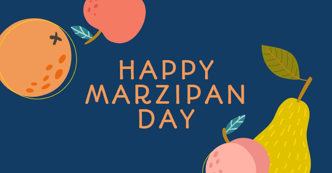 Happy Marzipan Day blue whimsical-line